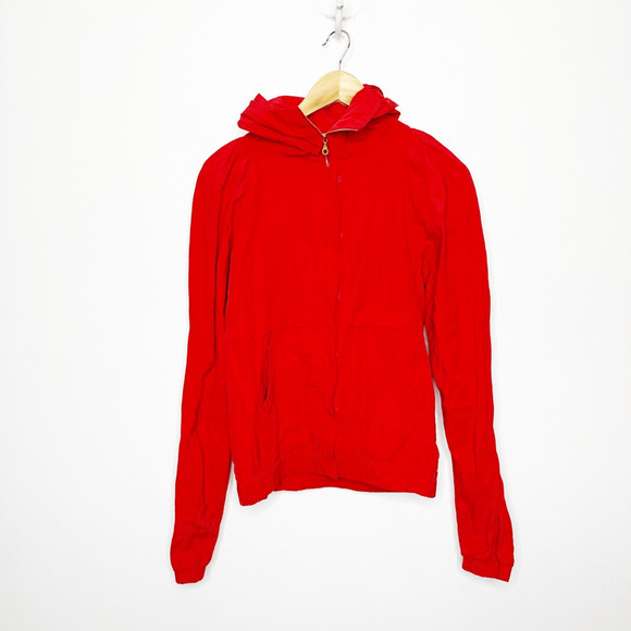 ALEXANDER WANG windbreaker RAINCOAT RED hooded designer womens M medium - Picture 2 of 8